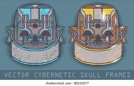 vector Cyber Skull  frames with ribbons