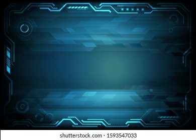 Vector cyber technology circuit board and gear with dark blue vintage for technology background
