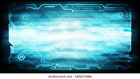 Vector cyber technology circuit board and gear with dark blue vintage for technology background