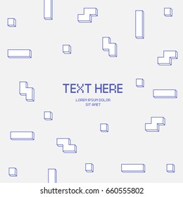 Vector cyber Tetris figure abstract background design. Modern template for banner, flyer, card, invitations, brochure and poster techno pixel element