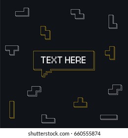 Vector cyber Tetris figure abstract background design. Modern template for banner, flyer, card, invitations, brochure and poster techno pixel element
