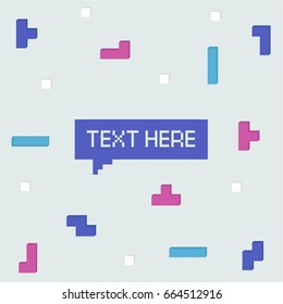 Vector cyber Tetris figure abstract background design. Modern template for banner, flyer, card, invitations, brochure and poster techno pixel element