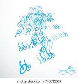 Vector cybernetic background, chaotic abstract lines illustration.