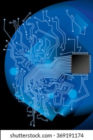 the vector of cyberspace,network, concept, microchip