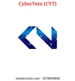 Vector CyberVein (CVT) digital cryptocurrency logo. CyberVein (CVT) icon. Vector illustration isolated on white background.