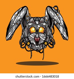 Vector Cyborg Rabbit Orange Eyes Detailed Stock Vector (Royalty Free ...