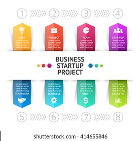 Las flechas del ciclo vectorial son infográficas, diagramas, gráficos, presentación empresarial, gráfico. 8 opciones, piezas, pasos, procesos. Plantilla de datos de infografías. Proyecto de escaleras de inicio de línea de tiempo. Comercialización objetivo.