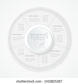 Vector cycle chart infographics with 5 options, steps or processes. EPS 10.