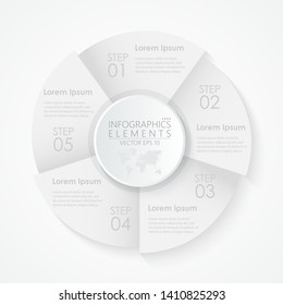 Vector cycle chart infographics with 5 options, steps or processes. EPS 10.