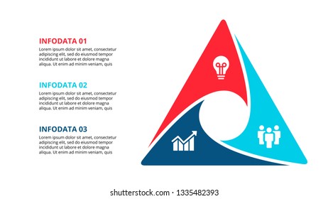 Vector cycle infographic. Diagram with 3 options or steps. Presentation slide.