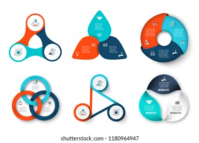 Vector cycle infographic. Template for diagram, graph, presentation and round chart. Business concept with 3 options, parts, steps or processes. Data visualization.