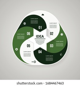 Vector cycle infographic. Template for diagram, graph, presentation and chart. Business concept with 6 options, parts, steps or processes. Abstract background