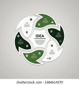 Infografía del ciclo vectorial. Plantilla para diagrama, gráfico, presentación y gráfico. Concepto de negocio con 6 opciones, piezas, pasos o procesos. Antecedentes abstractos