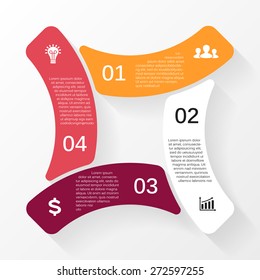 Vector cycle infographic. Template for cycle diagram, graph, presentation and round chart. Business concept with 4 equal options, parts, steps or processes. Startup layout. Chinese concept.