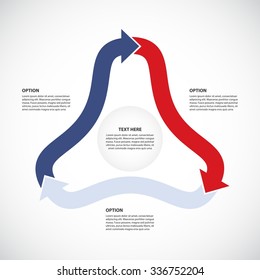 Vector cycle process diagram, Business concept with 3 options / parts / steps - Infographic chart. Original arrows.