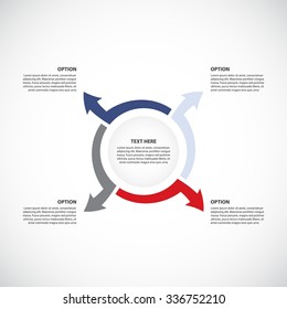 Vector cycle process diagram, Business concept with 4 options / parts / steps - Infographic chart. Original arrows.