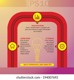 Vector cycle template with three options on bright yellow background. Vector illustration EPS10