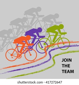 Vector cycling illustration - banner with abstract figure of cyclist, bicycle race concept. Illustration template for bicycle sport banner design