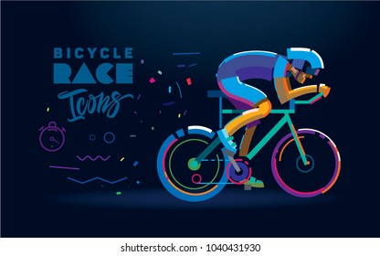 Vector cyclist. Cycling race illustration. Flat style