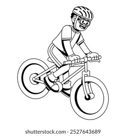 Vector Cyclist Man Riding Bicycle Cartoon Illustration Isolated