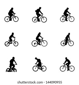 Vector of cyclists. silhouette on white background