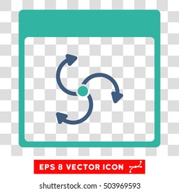 Vector Cyclone Calendar Page EPS vector pictograph. Illustration style is flat iconic bicolor cobalt and cyan symbol on a transparent background.