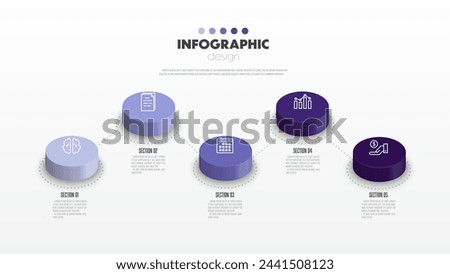 Vector cylender timeline for infographics template diagrams, graphs, presentations and business concept charts with 5 options. Stock photo © 