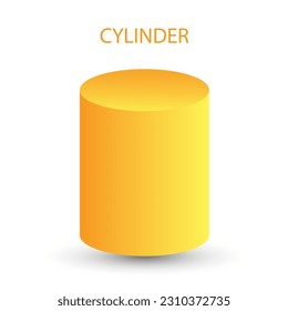 Cilindro vectorial con gradientes y sombra para juego, icono, diseño de paquetes, logotipo, móvil, ui, web, educación. Cilindro 3d sobre fondo blanco. Plantilla para su diseño. Cifras geométricas.