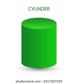 Vector cylinder with gradients and shadow for game, icon, package design, logo, mobile, ui, web, education. 3d cylinder on a white background. Pedestal template for your design. Geometric figures.