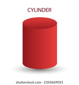 Vector cylinder with gradients and shadow for game, icon, package design, logo, mobile, ui, web, education. 3d cylinder on a white background. Pedestal template for your design. Geometric figures.