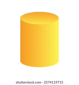 Vector cylinder with gradients and shadow for game, icon, package design, logo, mobile, ui, web, education. 3d cylinder on a white background. Pedestal template for your design. Geometric figures.