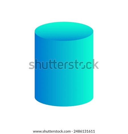 Vector cylinder with gradients and shadow for game, icon, package design, logo, mobile, ui, web, education. 3d cylinder on a white background. Pedestal template for your design. Geometric figures.