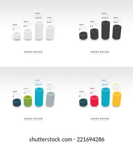 vector cylinder infographic 3d graph template set