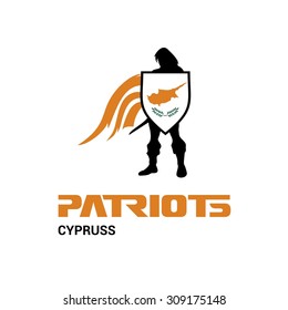 Vector Cyprus Flag Patriots Soldier Logo. Mascot Character Design. Memorial Day Army man with Shield. Vector Freedom Leader Logo illustration
