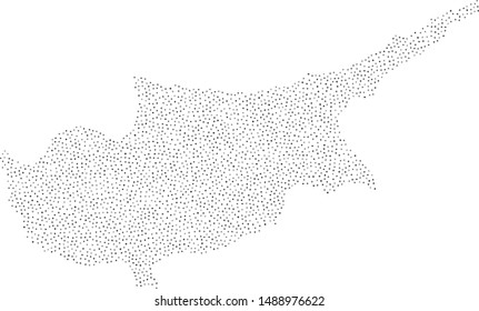 Vector Cyprus map filled with a texture of randomly arranged gray circles