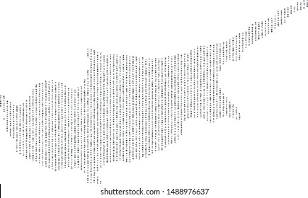 Vector Cyprus map filled with a texture of vertically arranged gray circles
