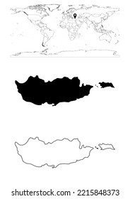 Mapa vectorial de Chipre, mapa de Chipre que muestra la ubicación del país en el mundo con mapas sólidos y esquemáticos de Chipre sobre fondo blanco. El archivo es adecuado para la edición digital y las impresiones de todos los tamaños.