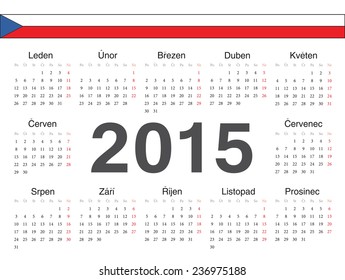 Vector Czech circle calendar 2015. Week starts from Monday.