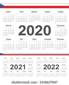 Vector Czech circle calendars 2020, 2021, 2022. Week starts from Sunday.