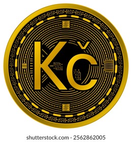 Vector of Czech koruna Digital Currency in gold and black colors on a white background.