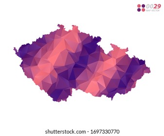 Vector of Czech Republic map colorful polygon red triangle mosaic with white background. style gradient.