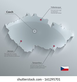 Vector Czech Republic Map Glass Card Paper 3D