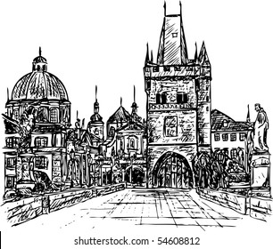 vector - czech republic prague, charles bridge