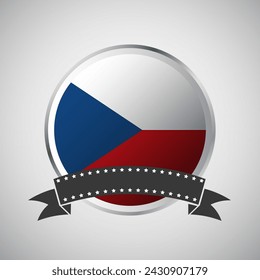 Vector Czech Republic Round Flag Banner Vector Illustration