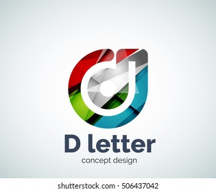Plantilla de logotipo de concepto de letra del vector D, icono de negocio abstracto