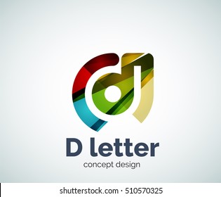 Plantilla de logotipo de concepto de letra del vector D, icono de negocio abstracto