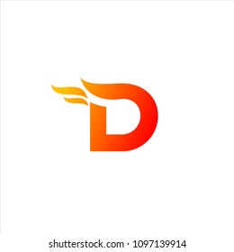 Vector D letter fire speed concept logo design template illustration eps 10