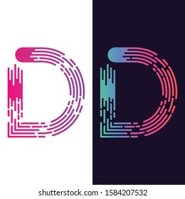 vector D line and dot logo template. speed logo alphabet. technology and digital logo idea for brand or business. D logo design