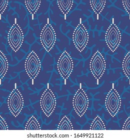 vector dabu print (indigo) polka dot petals seamless repeat pattern tile