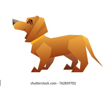 Vector dachshund in corner cut out style symbol of next new year greeting card, or calendar front page template